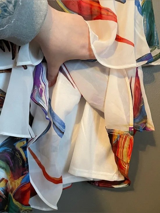 NWT Signature Robbie Bee Womens Sz 10 Petite Neck Tie Tiered Mini Dress Rt $89! - Picture 6 of 12